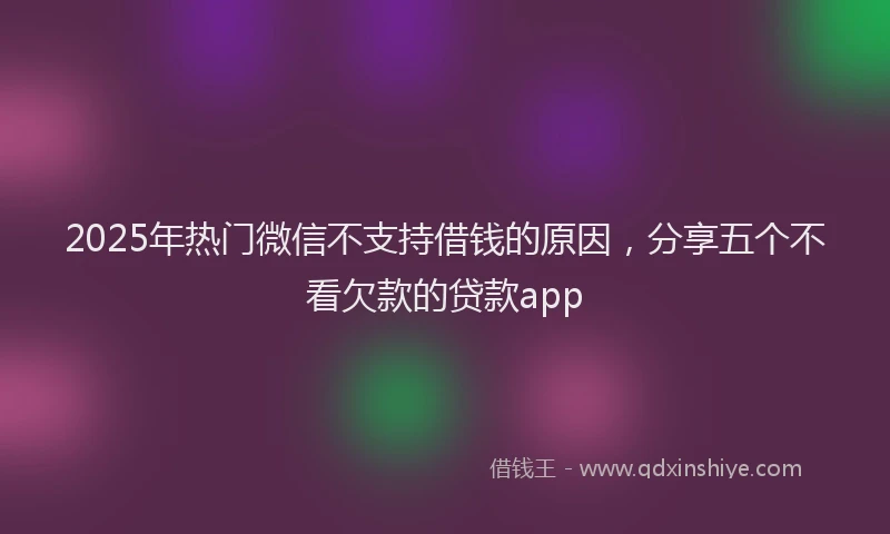 2025年热门微信不支持借钱的原因，分享五个不看欠款的贷款app