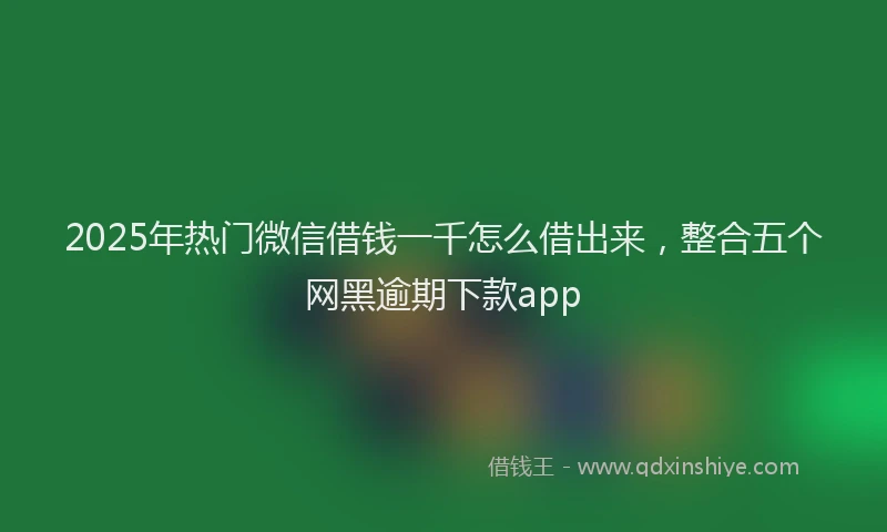 2025年热门微信借钱一千怎么借出来，整合五个网黑逾期下款app