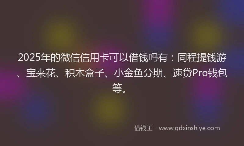 2025年的微信信用卡可以借钱吗有：同程提钱游、宝来花、积木盒子、小金鱼分期、速贷Pro钱包等。