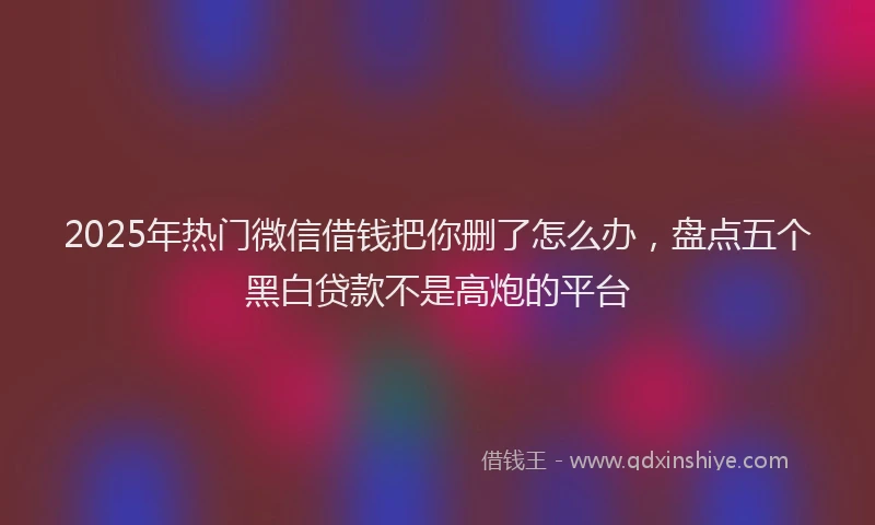 2025年热门微信借钱把你删了怎么办，盘点五个黑白贷款不是高炮的平台