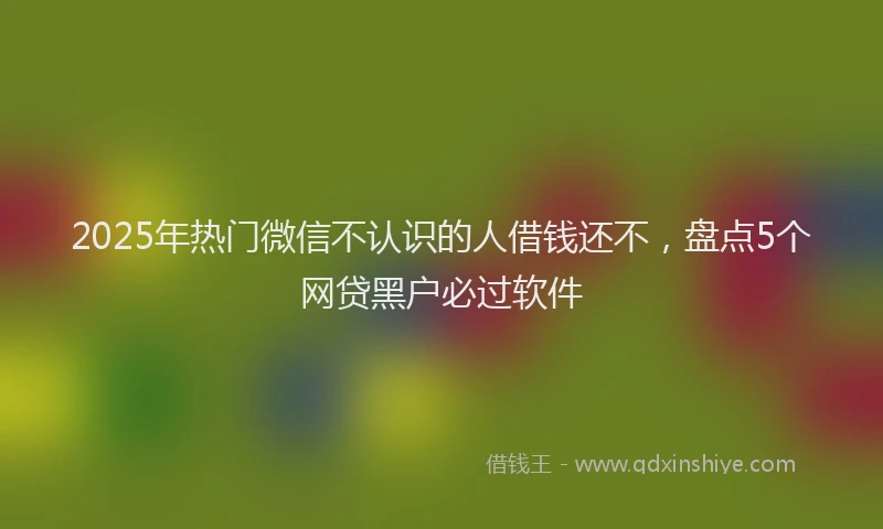 2025年热门微信不认识的人借钱还不，盘点5个网贷黑户必过软件