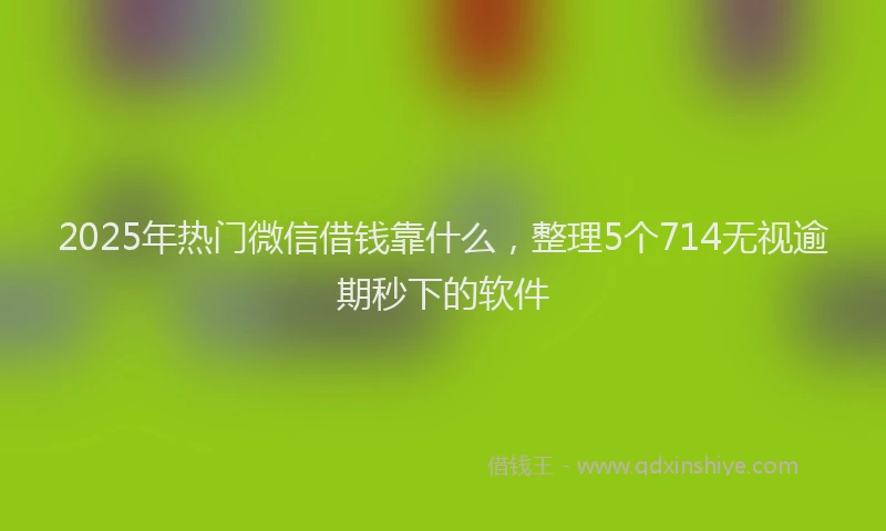 2025年热门微信借钱靠什么，整理5个714无视逾期秒下的软件