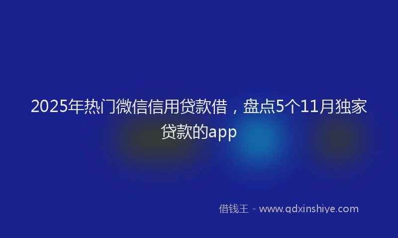 2025年热门微信信用贷款借，盘点5个11月独家贷款的app
