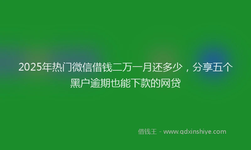 2025年热门微信借钱二万一月还多少，分享五个黑户逾期也能下款的网贷