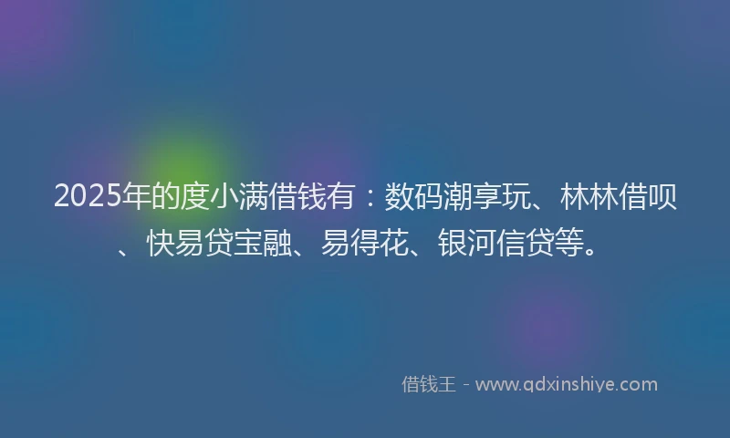 2025年的度小满借钱有：数码潮享玩、林林借呗、快易贷宝融、易得花、银河信贷等。
