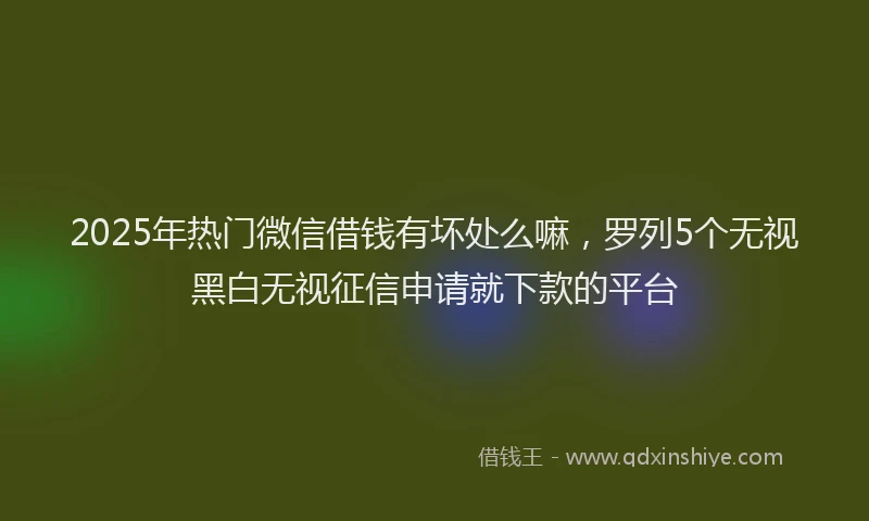2025年热门微信借钱有坏处么嘛，罗列5个无视黑白无视征信申请就下款的平台