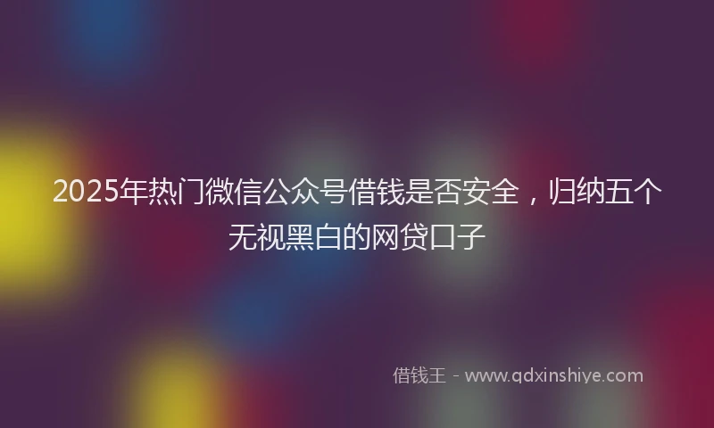 2025年热门微信公众号借钱是否安全，归纳五个无视黑白的网贷口子