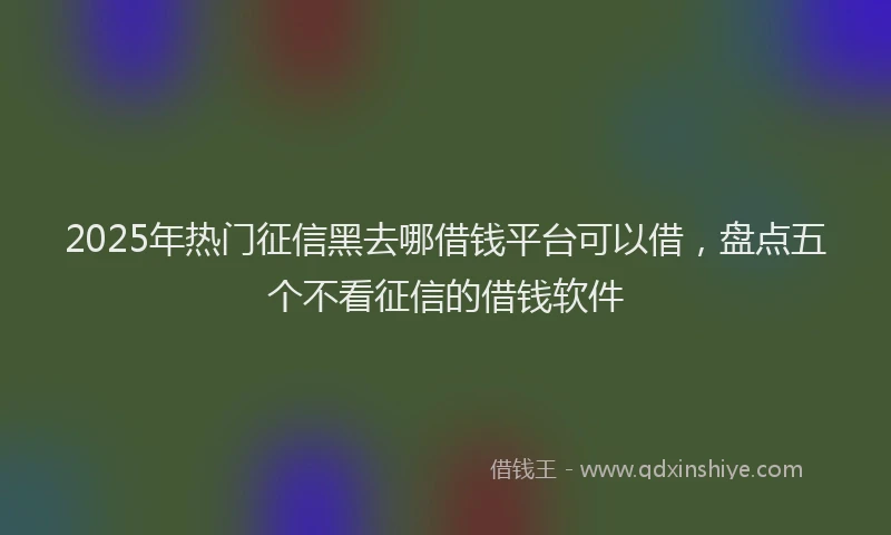 2025年热门征信黑去哪借钱平台可以借，盘点五个不看征信的借钱软件