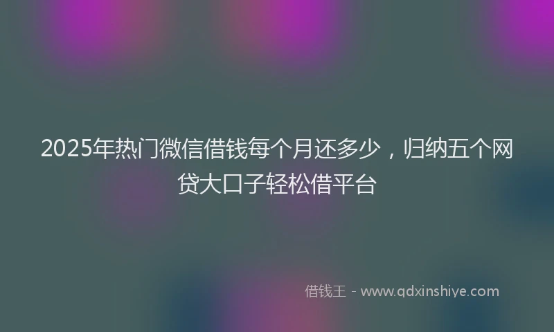 2025年热门微信借钱每个月还多少，归纳五个网贷大口子轻松借平台
