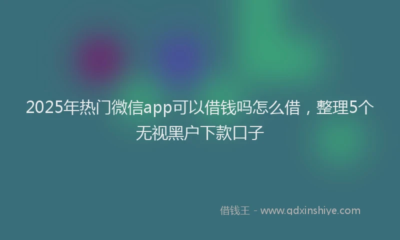 2025年热门微信app可以借钱吗怎么借，整理5个无视黑户下款口子