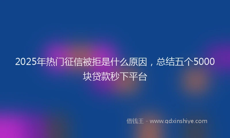 2025年热门征信被拒是什么原因，总结五个5000块贷款秒下平台