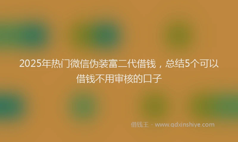 2025年热门微信伪装富二代借钱，总结5个可以借钱不用审核的口子