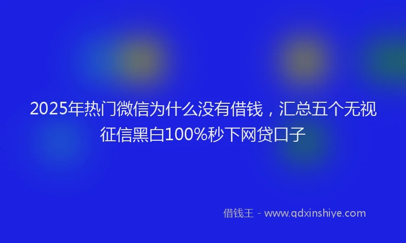 2025年热门微信为什么没有借钱，汇总五个无视征信黑白100%秒下网贷口子