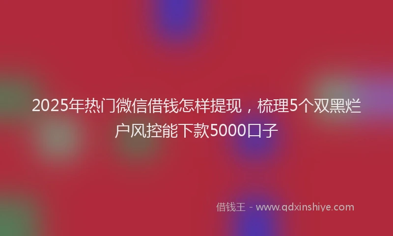 2025年热门微信借钱怎样提现,梳理5个双黑烂户风控能下款5000口子