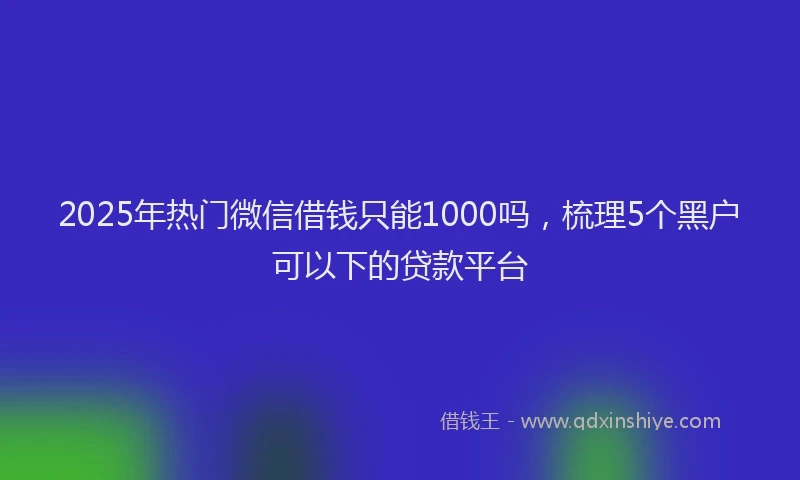 2025年热门微信借钱只能1000吗，梳理5个黑户可以下的贷款平台