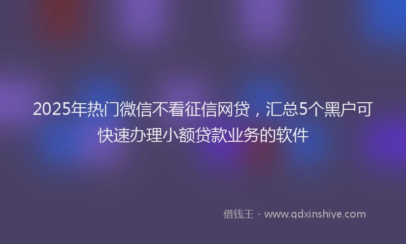2025年热门微信不看征信网贷，汇总5个黑户可快速办理小额贷款业务的软件