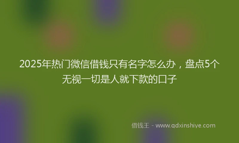 2025年热门微信借钱只有名字怎么办，盘点5个无视一切是人就下款的口子