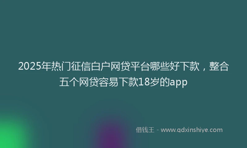 2025年热门征信白户网贷平台哪些好下款，整合五个网贷容易下款18岁的app