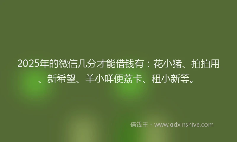2025年的微信几分才能借钱有：花小猪、拍拍用、新希望、羊小咩便荔卡、租小新等。