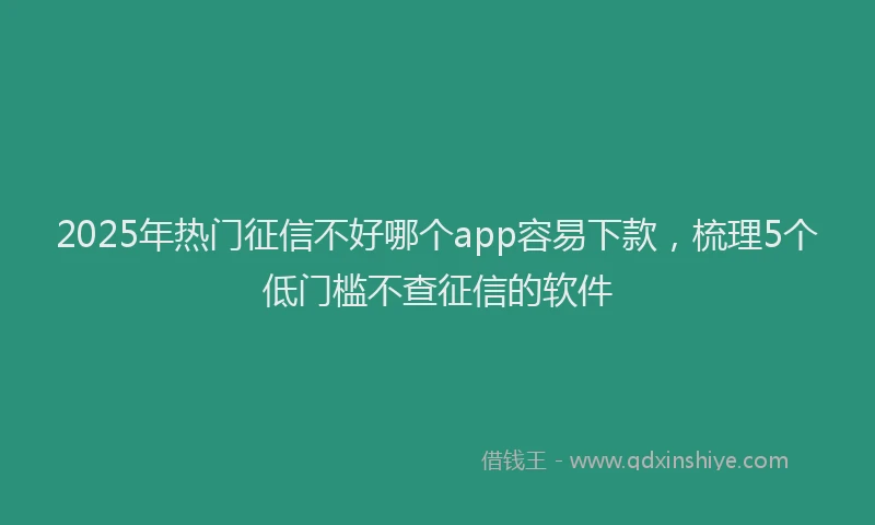 2025年热门征信不好哪个app容易下款,梳理5个低门槛不查征信的软件