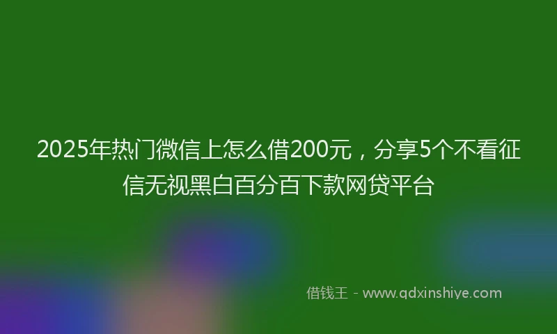 2025年热门微信上怎么借200元，分享5个不看征信无视黑白百分百下款网贷平台