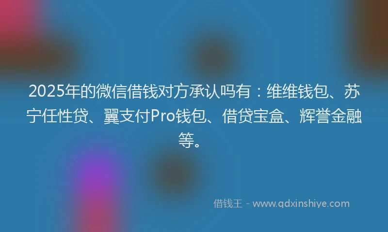 2025年的微信借钱对方承认吗有：维维钱包、苏宁任性贷、翼支付Pro钱包、借贷宝盒、辉誉金融等。