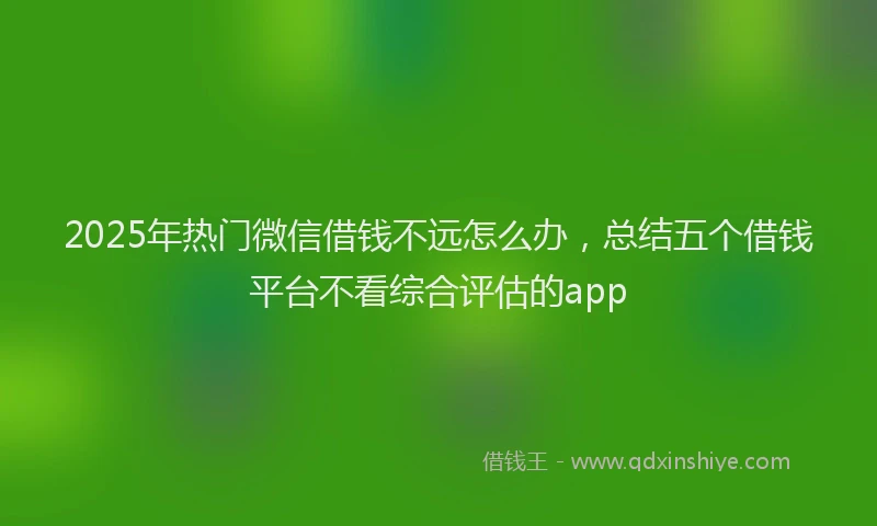 2025年热门微信借钱不远怎么办，总结五个借钱平台不看综合评估的app
