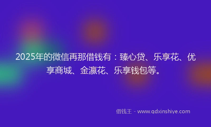 2025年的微信再那借钱有：臻心贷、乐享花、优享商城、金瀛花、乐享钱包等。