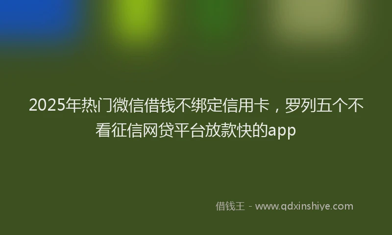 2025年热门微信借钱不绑定信用卡，罗列五个不看征信网贷平台放款快的app