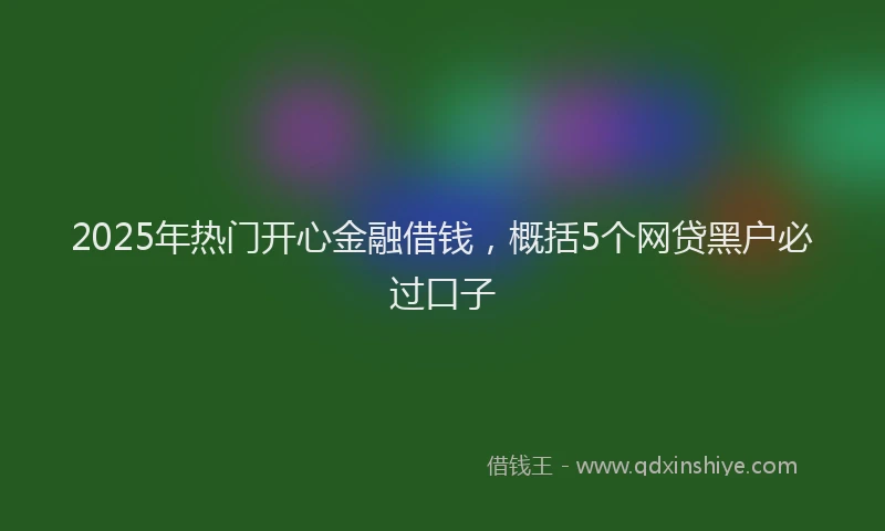 2025年热门开心金融借钱，概括5个网贷黑户必过口子