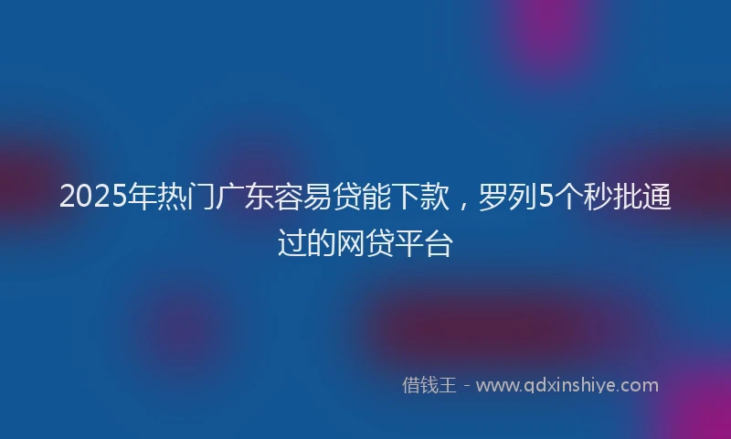 2025年热门广东容易贷能下款，罗列5个秒批通过的网贷平台
