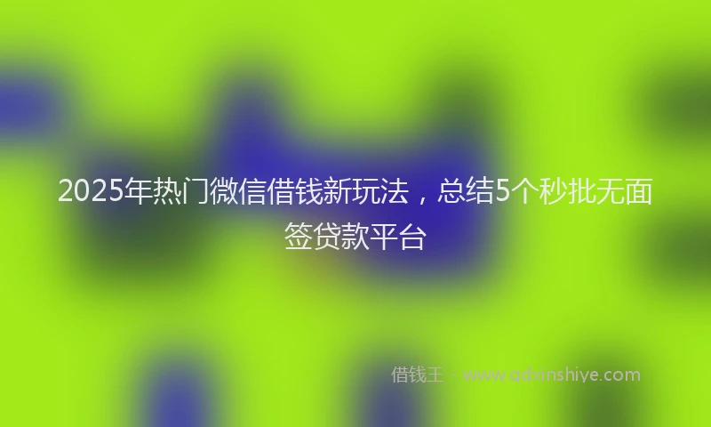 2025年热门微信借钱新玩法，总结5个秒批无面签贷款平台