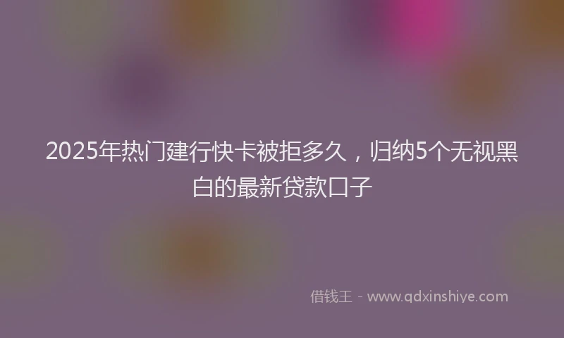 2025年热门建行快卡被拒多久，归纳5个无视黑白的最新贷款口子