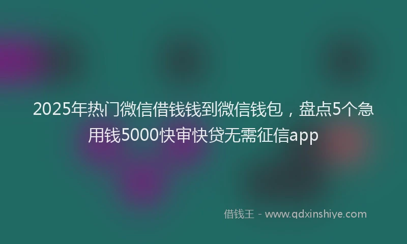 2025年热门微信借钱钱到微信钱包，盘点5个急用钱5000快审快贷无需征信app