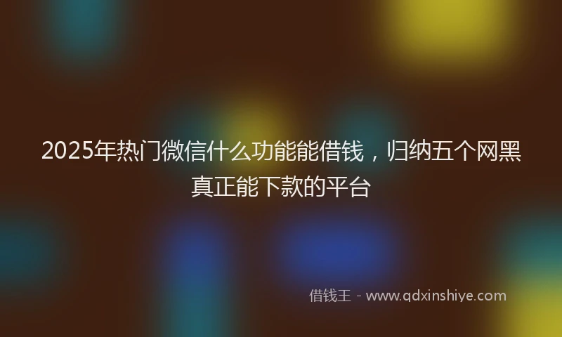 2025年热门微信什么功能能借钱，归纳五个网黑真正能下款的平台
