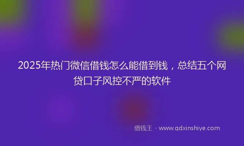 2025年热门微信借钱怎么能借到钱,总结五个网贷口子风控不严的软件