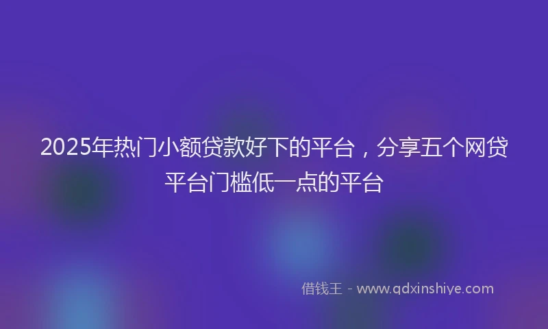 2025年热门小额贷款好下的平台，分享五个网贷平台门槛低一点的平台