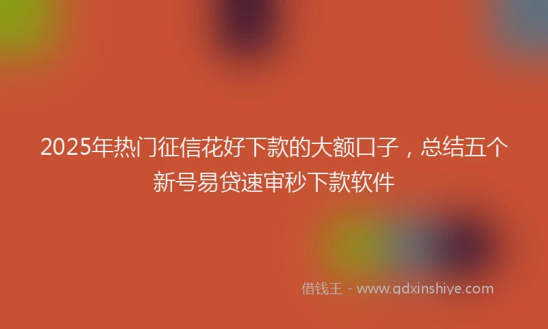 2025年热门征信花好下款的大额口子，总结五个新号易贷速审秒下款软件