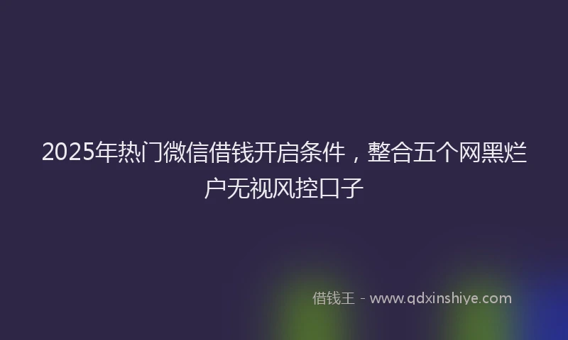 2025年热门微信借钱开启条件,整合五个网黑烂户无视风控口子