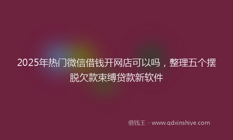 2025年热门微信借钱开网店可以吗，整理五个摆脱欠款束缚贷款新软件