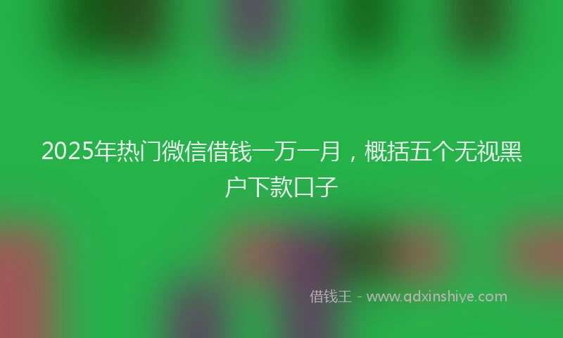 2025年热门微信借钱一万一月，概括五个无视黑户下款口子