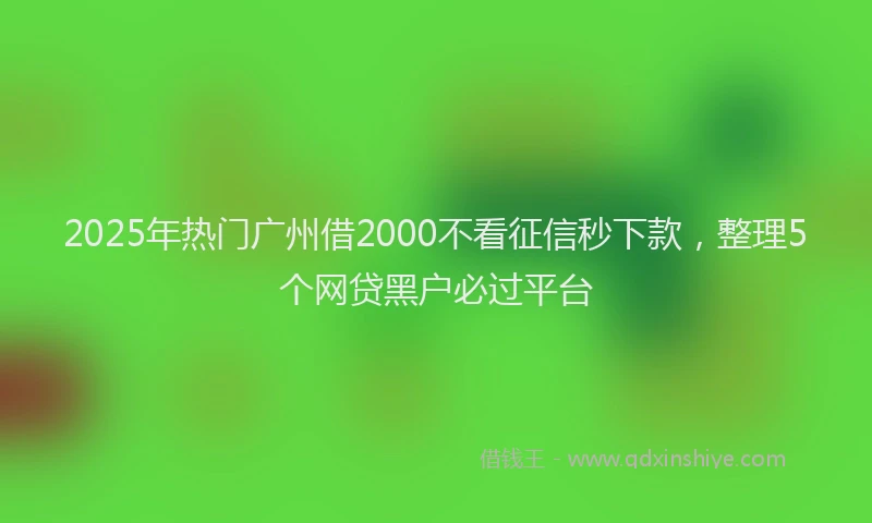 2025年热门广州借2000不看征信秒下款,整理5个网贷黑户必过平台