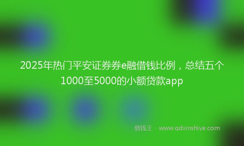 2025年热门平安证券券e融借钱比例，总结五个1000至5000的小额贷款app