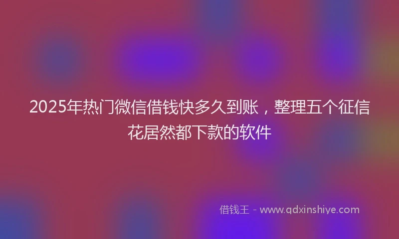 2025年热门微信借钱快多久到账，整理五个征信花居然都下款的软件
