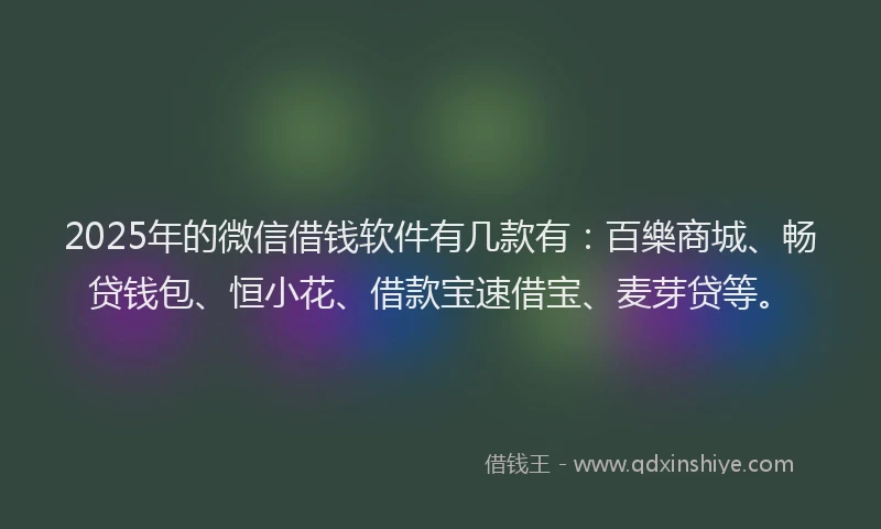 2025年的微信借钱软件有几款有：百樂商城、畅贷钱包、恒小花、借款宝速借宝、麦芽贷等。