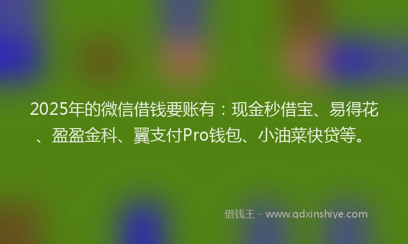 2025年的微信借钱要账有：现金秒借宝、易得花、盈盈金科、翼支付Pro钱包、小油菜快贷等。