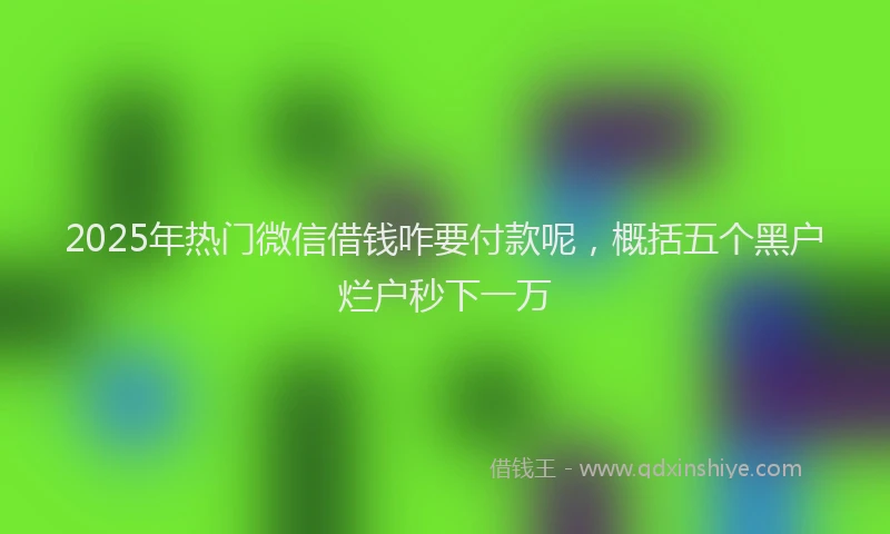 2025年热门微信借钱咋要付款呢，概括五个黑户烂户秒下一万
