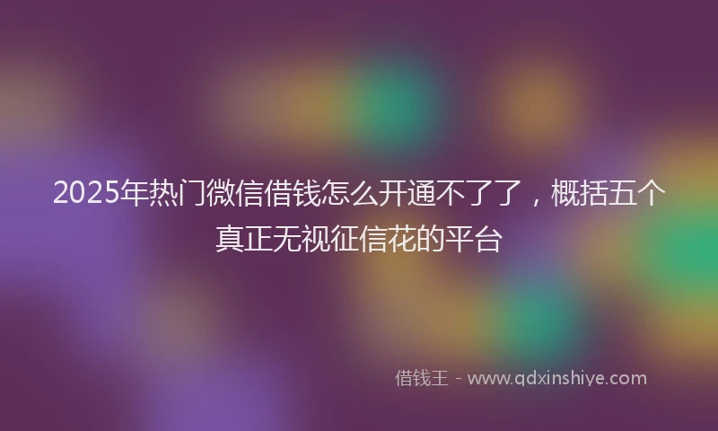 2025年热门微信借钱怎么开通不了了,概括五个真正无视征信花的平台
