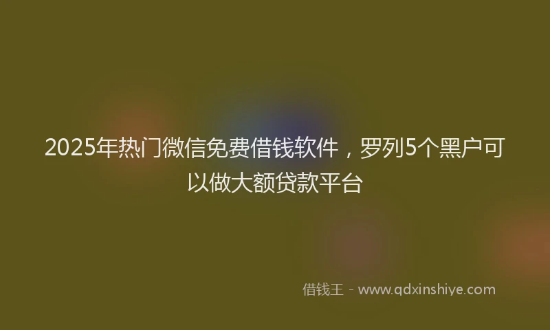 2025年热门微信免费借钱软件，罗列5个黑户可以做大额贷款平台