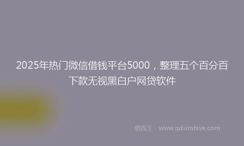 2025年热门微信借钱平台5000，整理五个百分百下款无视黑白户网贷软件